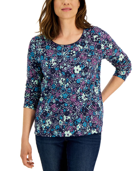 Karen Scott Womens Camo Fleur Top